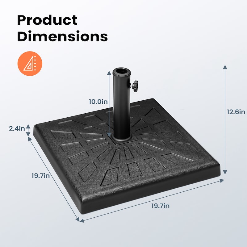Outdoor 43 lbs Heavy Duty Square Umbrella Base for Market Umbrella