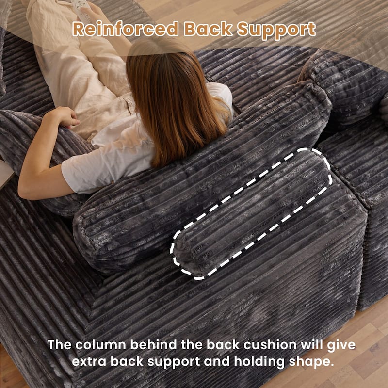 HOOOWOOO Modular Plush Upholstery L-shaped Sofa with Chaise Lounge