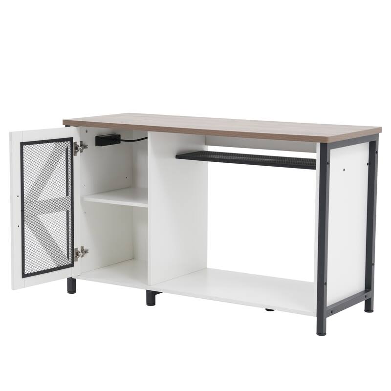 52 Inches Metal Fish Tank Stand With Electrical Outlet For Storage Of Fish Tank Accessories