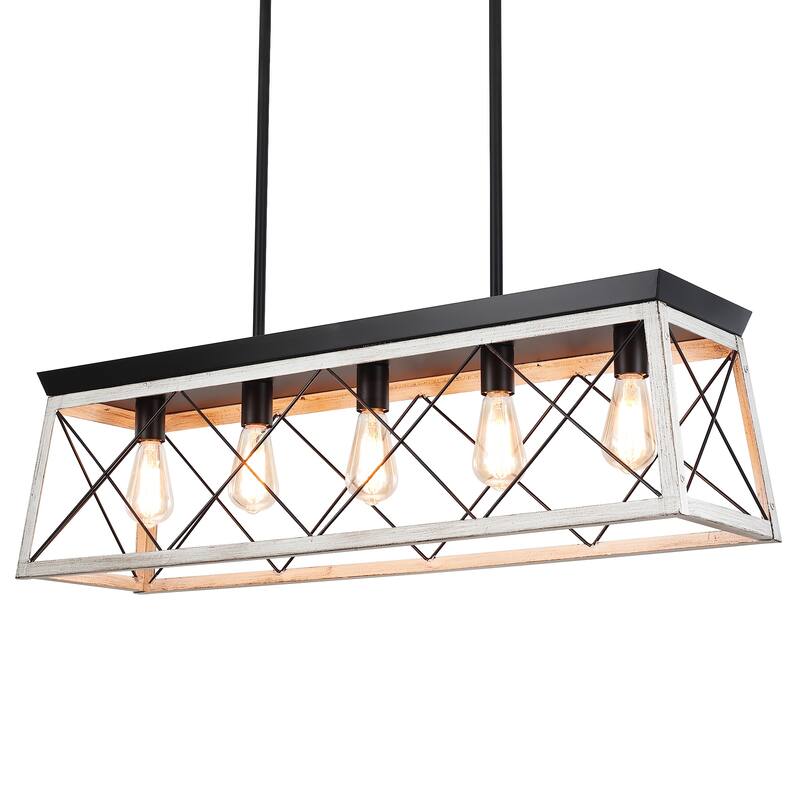 5-Light Vintage Industrial Chandelier for Kitchen Island Dining Room Living Room