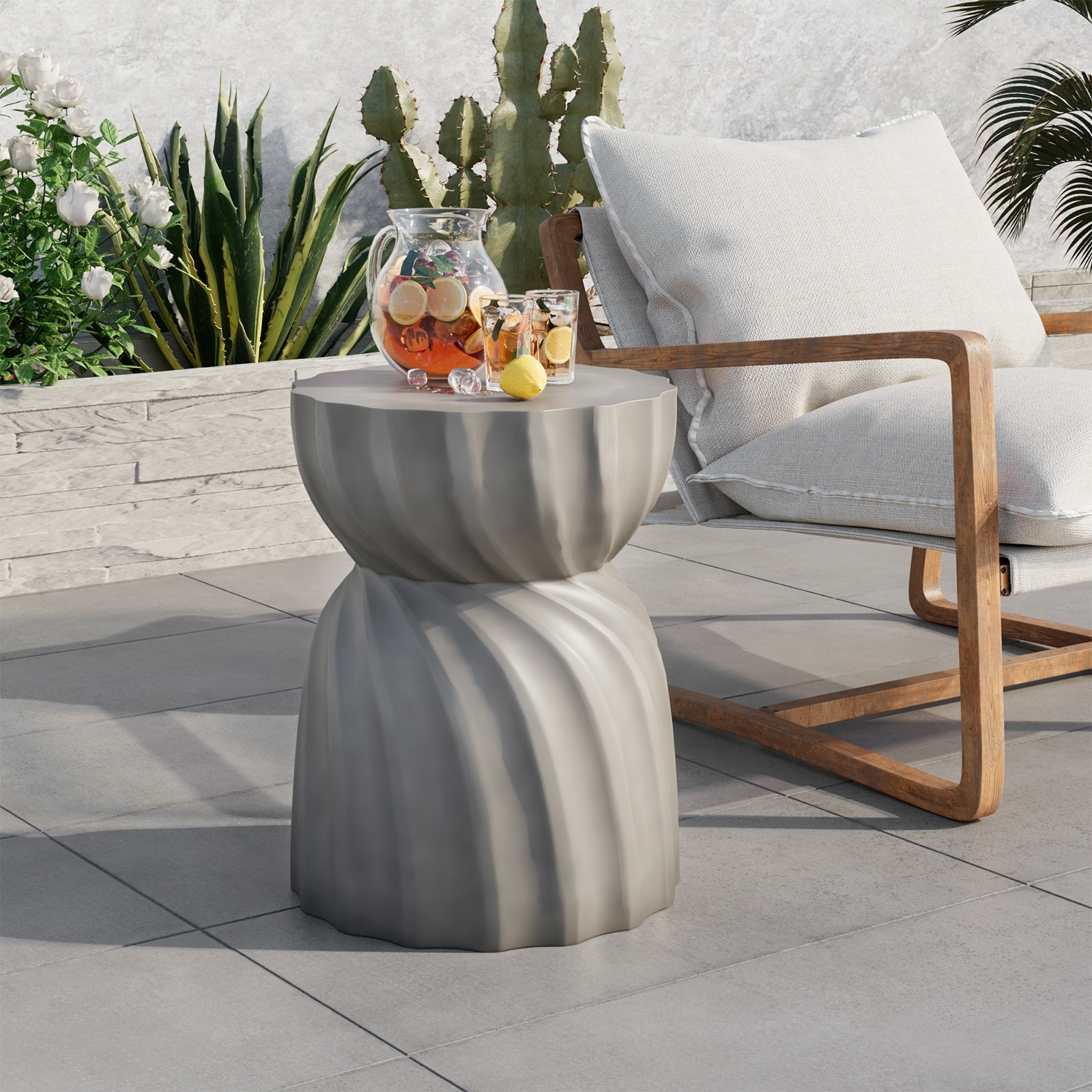 COSIEST 2-Piece Round 14' Outdoor Side Table