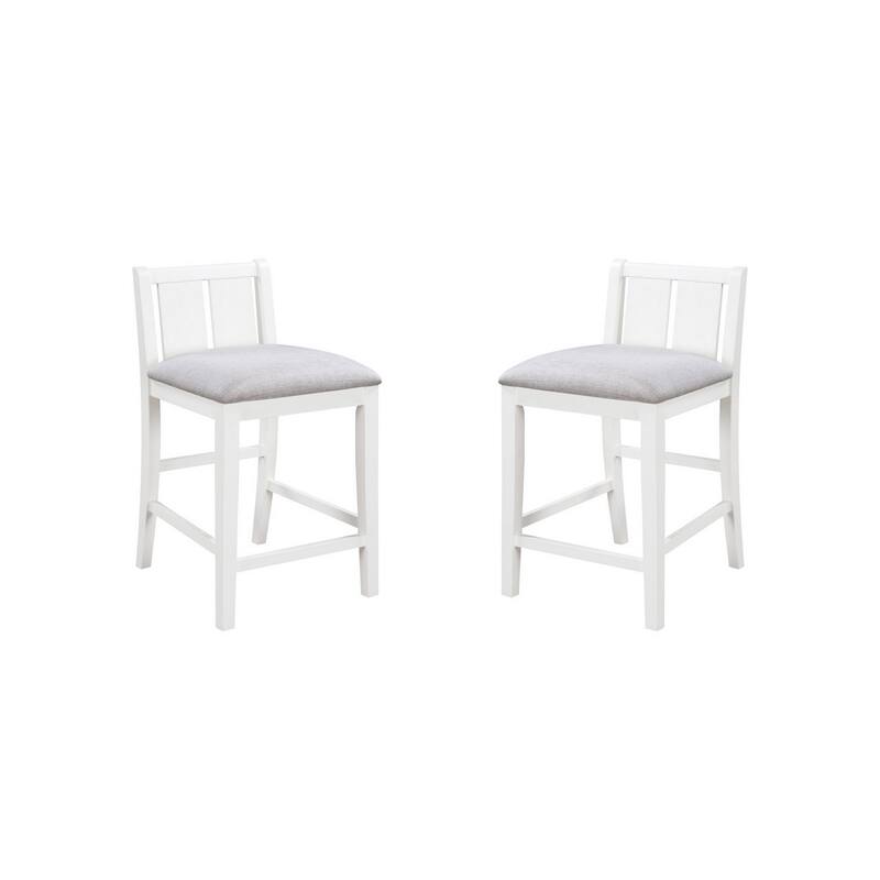 Ham 3 Piece Counter Height Compact Dining Table, Chair Set, White Wood