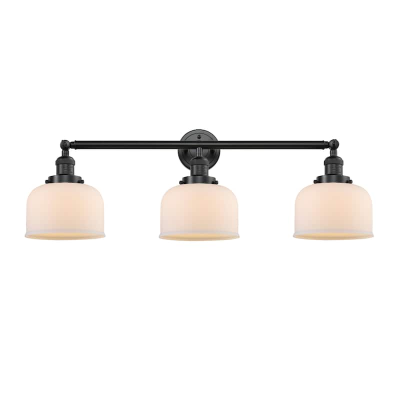 Innovations Lighting Large Bell 3 Light 32" Wide Bathroom Vanity Light - Oil Rubbed Bronze / Matte White