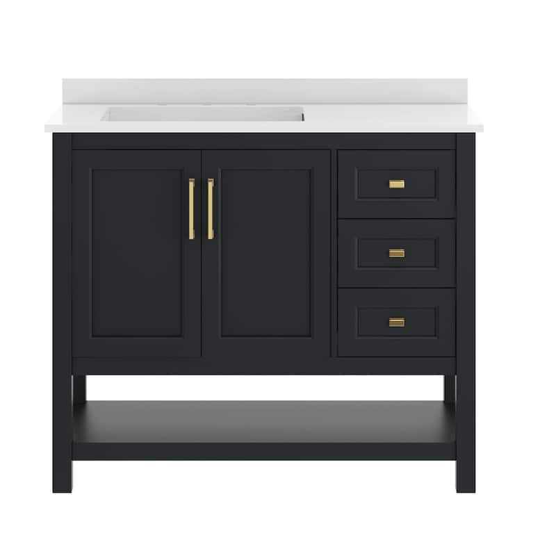 Bathroom Vanity with Sink, Open Storage, and Storage Drawers