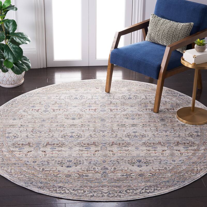 SAFAVIEH Princeton Lota Vintage Oriental Rug - 6'7" Round - Ivory/Blue