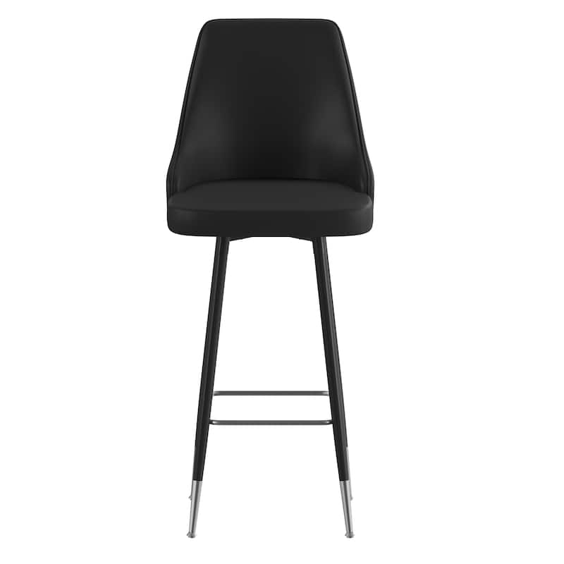 Commercial LeatherSoft Bar Height Stool with Metal Feet & Footrests - 2 Pack - 18.5"W x 20"D x 43.25"H