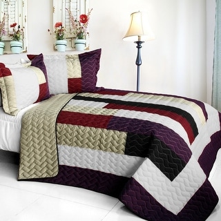 3PC Vermicelli - Quilted Patchwork Quilt Set (Full/Queen Size) - Bed ...