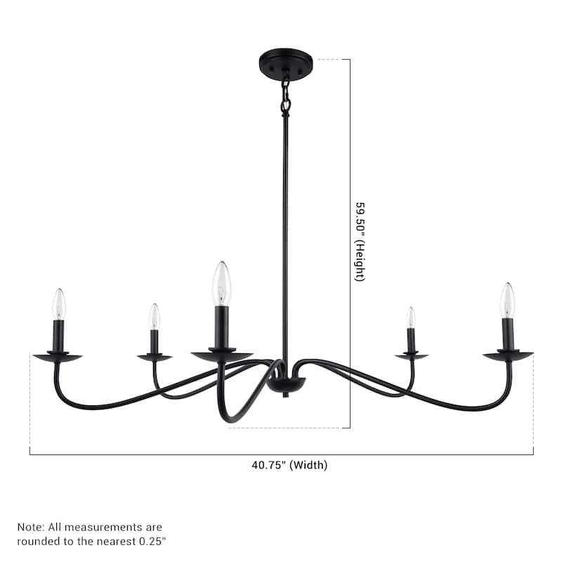 Transitional Black Dimmable 5-Light Candle Chandelier