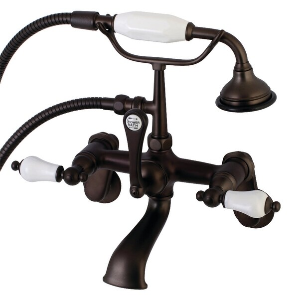 Kingston Brass AE55T Vintage Wall Mounted Clawfoot Tub Filler with Built-In Diverter and Ceramic Lever Handles