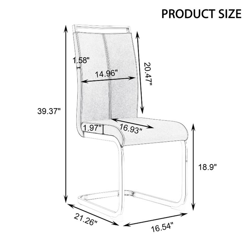 Modern PU Faux Leather High Back Dining Chairs with C-shaped Tube Chrome Metal Legs