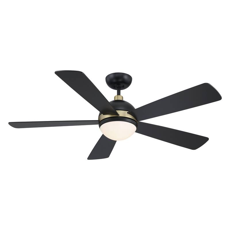 52" Barbeque Black 5-Blade Lighted Acrylic Globe Shade Ceiling Fan with Remote - 52 in. D x 52 in. W x 15.5 in. H