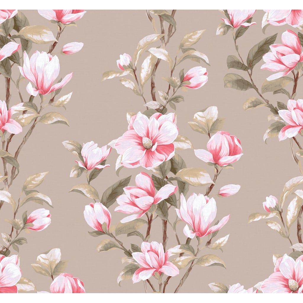 Seabrook Designs Liberty Floral Stripe Unpasted Wallpaper