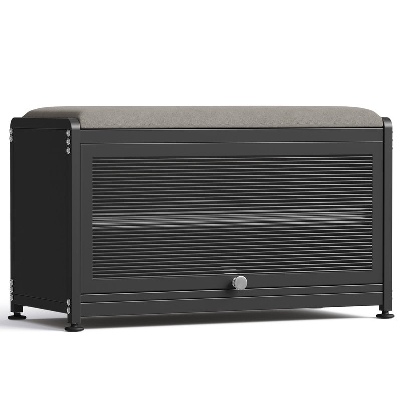 Innovaze 2-Tier Flip-Up Shoe Bench with Storage - 286lb Capacity, Soft Seat & Magnetic Closure