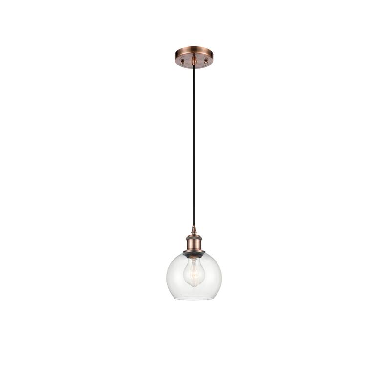 Innovations Lighting Ballston Athens 1 Light 6" Cord Hung Mini Pendant - Clear/Antique Copper
