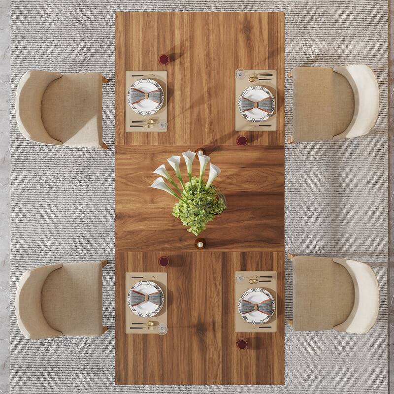 63" Rectangular Dining Table, Modern Kitchen Table with Faux Marble Top for Dining Room