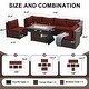 preview thumbnail 35 of 51, 7-Piece Outdoor Deep Seating Sectional Wicker Patio Conversation Set with Fire Pit