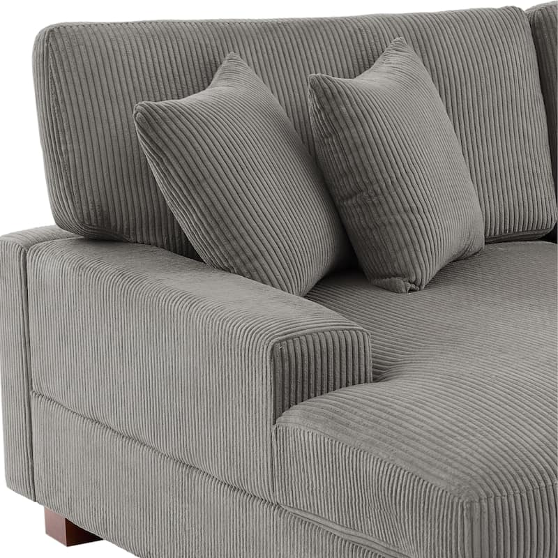 Corduroy Modular Couch Sectional Chaise Lounge Sofa