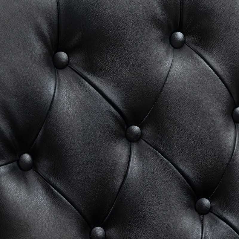 Black PU Modern 29.33" High Back Upholstered Arm Chair with Sturdy Wood Legs and Nailheads for Living Room