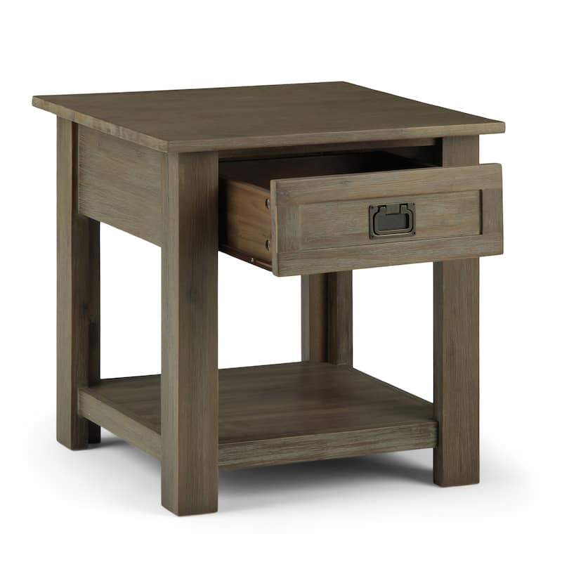 WYNDENHALL Garret SOLID ACACIA WOOD 22 inch Wide Square Rustic End Side Table - 22"W x 22" D x 22" H