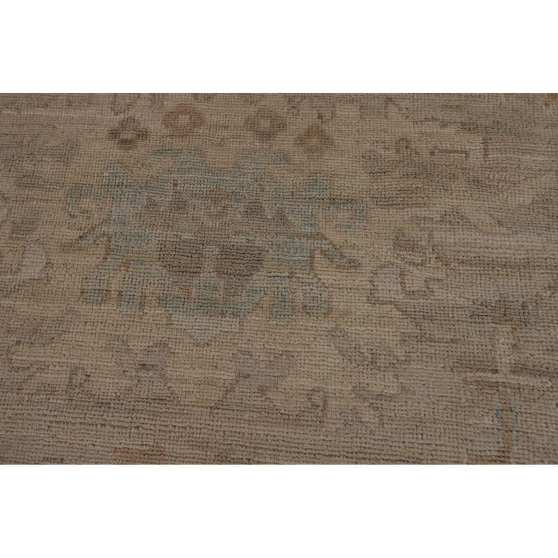 Oushak Turkish Large Rug Handmade Vegetable Dye Floral Wool Carpet - 10'3"x 13'9"