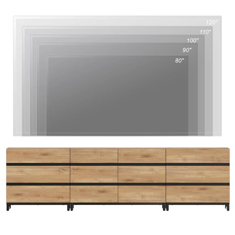 Modern TV Stand for TVs up to 120 inches, 3 in 1 TV Console with 12 Drawers, Media Console with Adjustable Shelf for Living Room