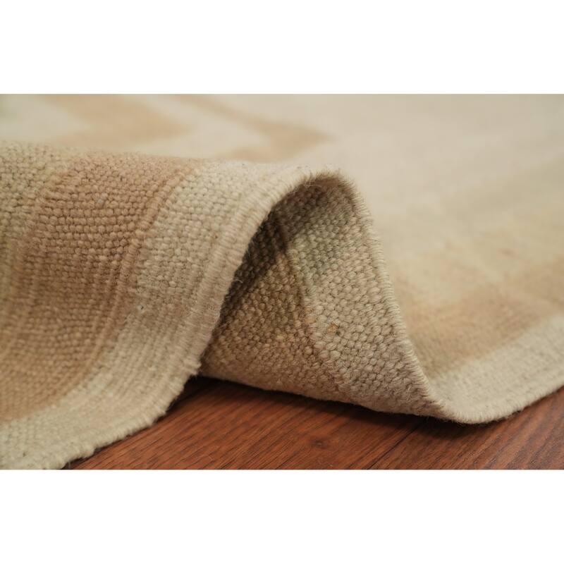 Hand Woven Oriental 100% Wool Carpet Southwestern Modern Beige & Ivories Kilim Area Rug - 5' 9'' X 4' 2''