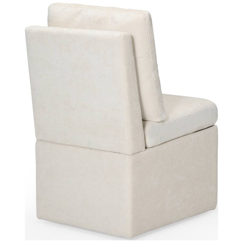 Stansberry Chenille Upholstered Dining Chair with Lift-Top Seat Storage and Caster Wheels (Set of 6)
