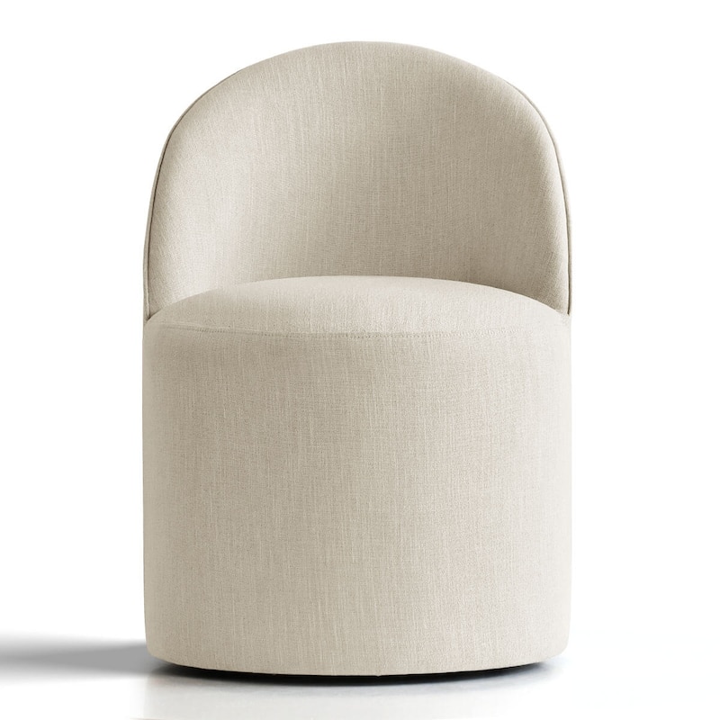 Linen Upholstered Dining Chair with Castors (Set of 2)