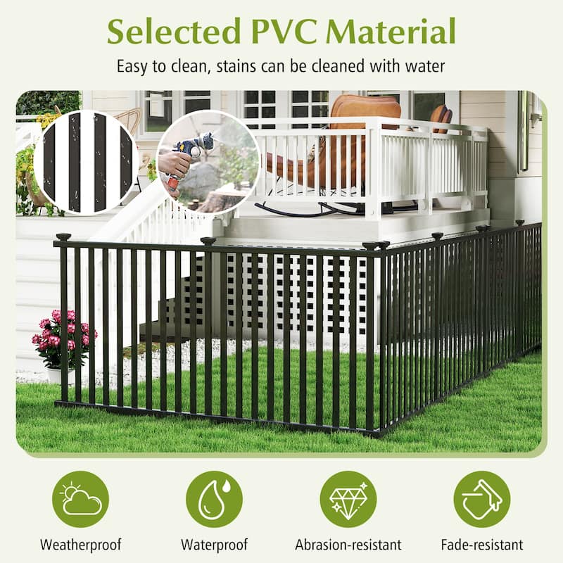 Gymax 80'' x 39'' Vinyl Picket Fence 4 No Dig Fence Panels for Soft