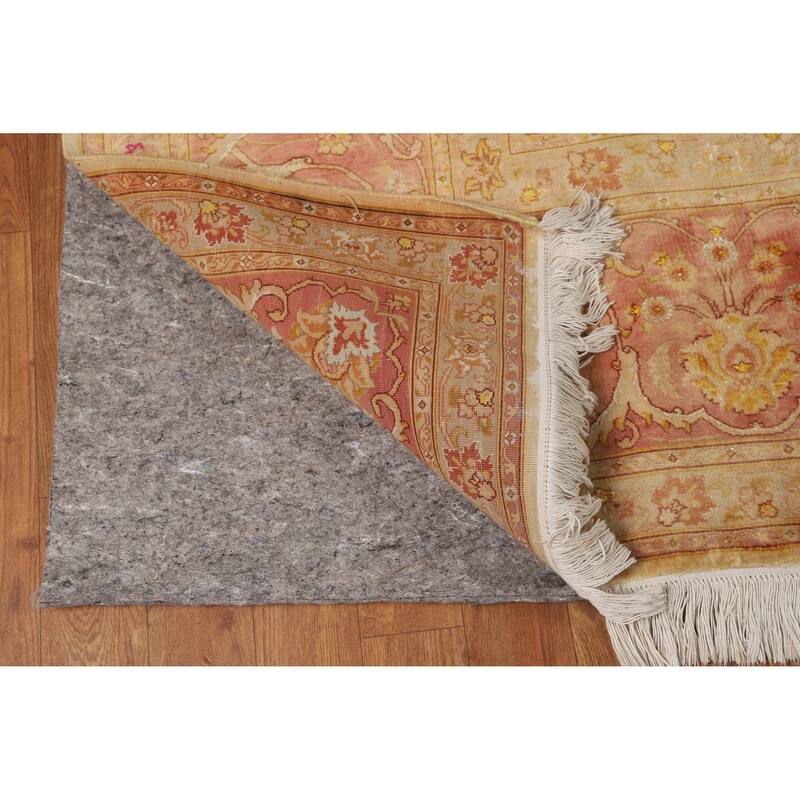 Hand Knotted Oriental 100% Wool Carpet Traditional Floral Beige & Ivories Tabriz Area Rug - 11' 0'' X 8' 4''