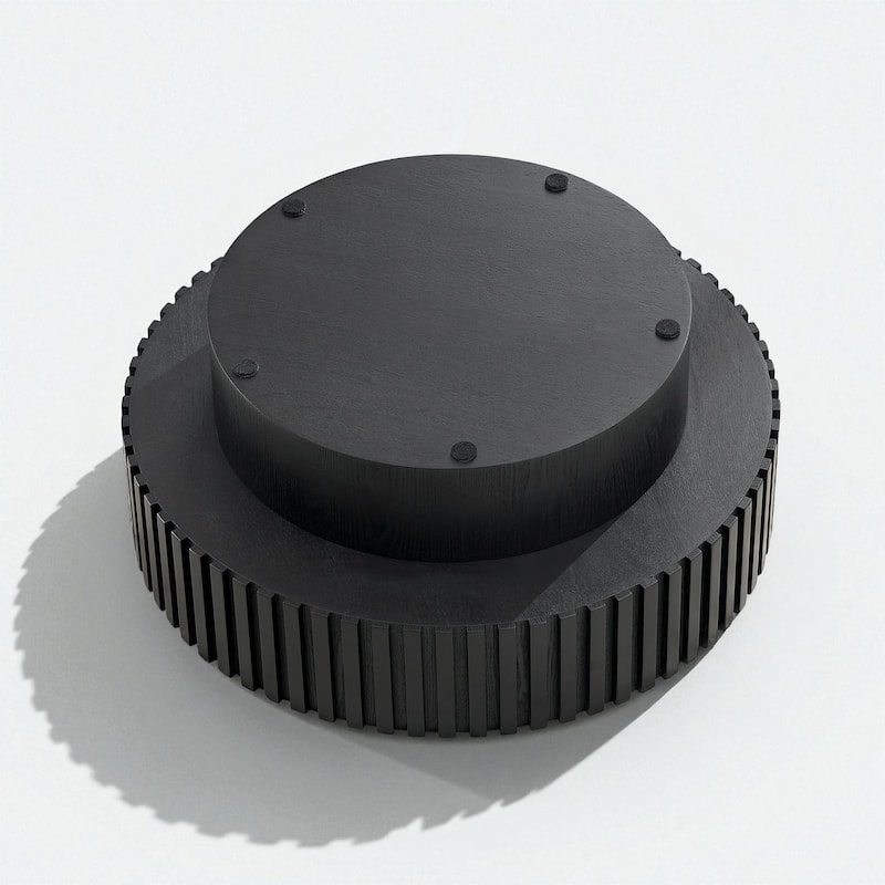 31.49'' Modern Round Coffee Table with Storage, Small Pedestal Coffee Table for Apartment or Living Room