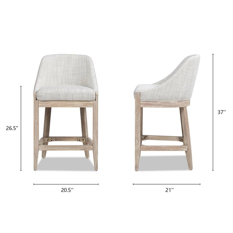 Newport 26.5" Curved Back Upholstered Counter Stool - 20.5"W X 21"D X 37"H