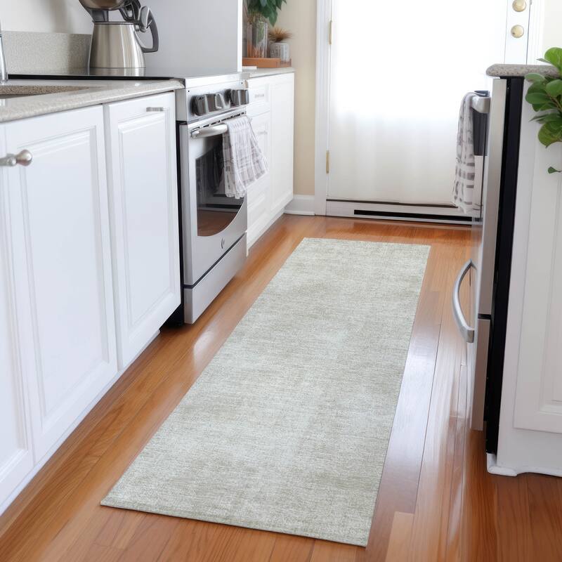 Machine Washable Indoor/ Outdoor Simple Solid Chantille Rug