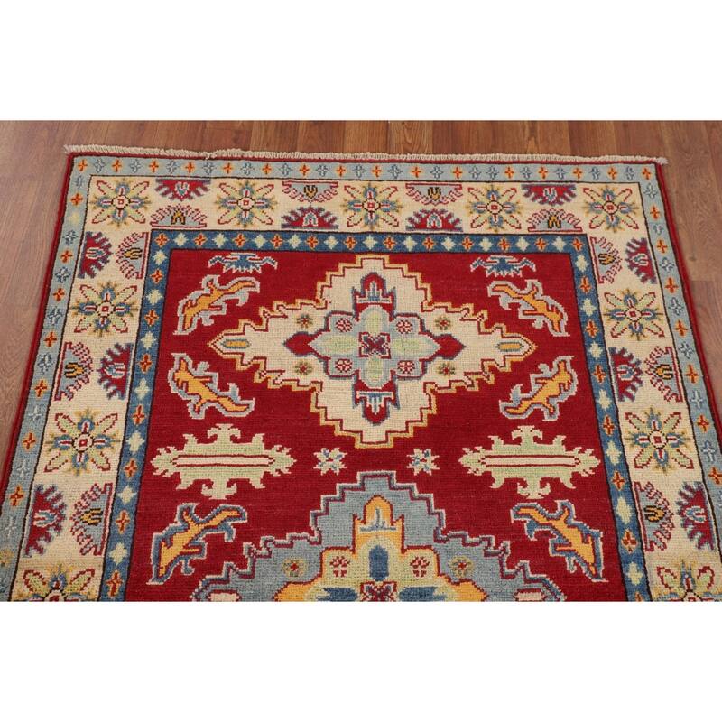 Traditional Red Kazak Accent Rug Hand-Knotted Wool Carpet - 3'5" x 5'1"