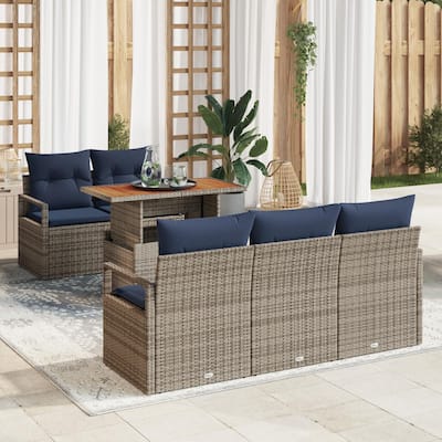 vidaXL 6 Piece Garden Sofa Set with Cushions - 68.9×24.4×27.2