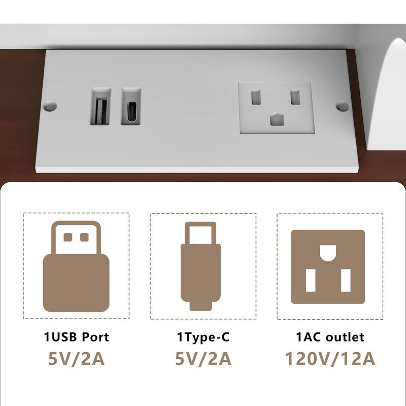 Makeup Table with Adjustable LED Lighting, Sliding Mirror, Charging Station, and Ample Storage Drawers, American Design