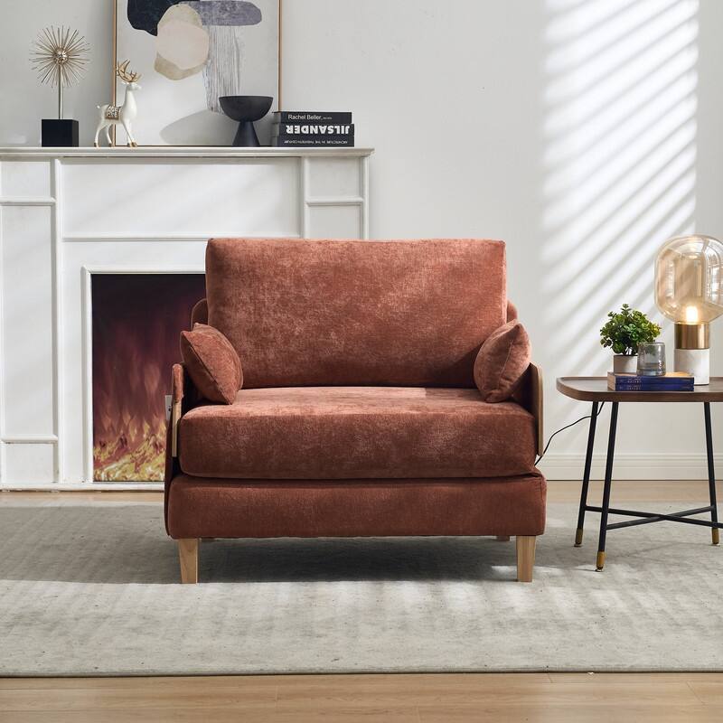 37.01" Foldable Sofa Bed Recliner, 3-in-1 Convertible Sleeper - Orange