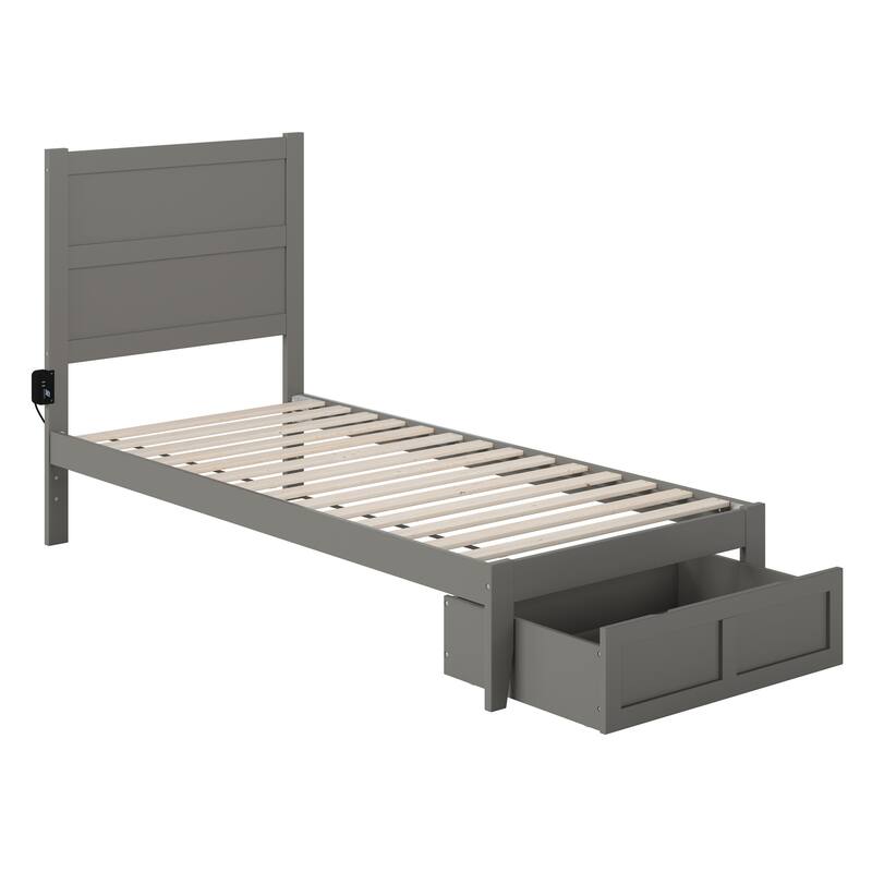 NoHo Twin XL Bed with Foot Drawer in Grey