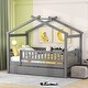 preview thumbnail 16 of 78, Pine Wood House Platform Bed with Trundle and Headboards, Creativity House Shape, Sturdy Construction