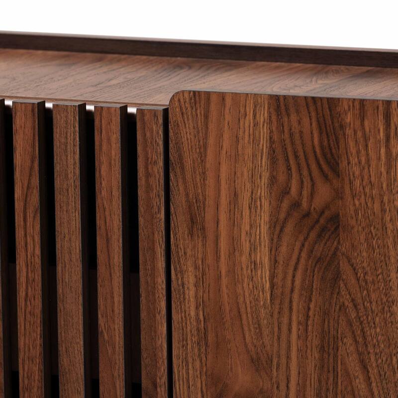 Paricia Mid-Century Modern Walnut Brown Finished Wood Shoe Cabinet