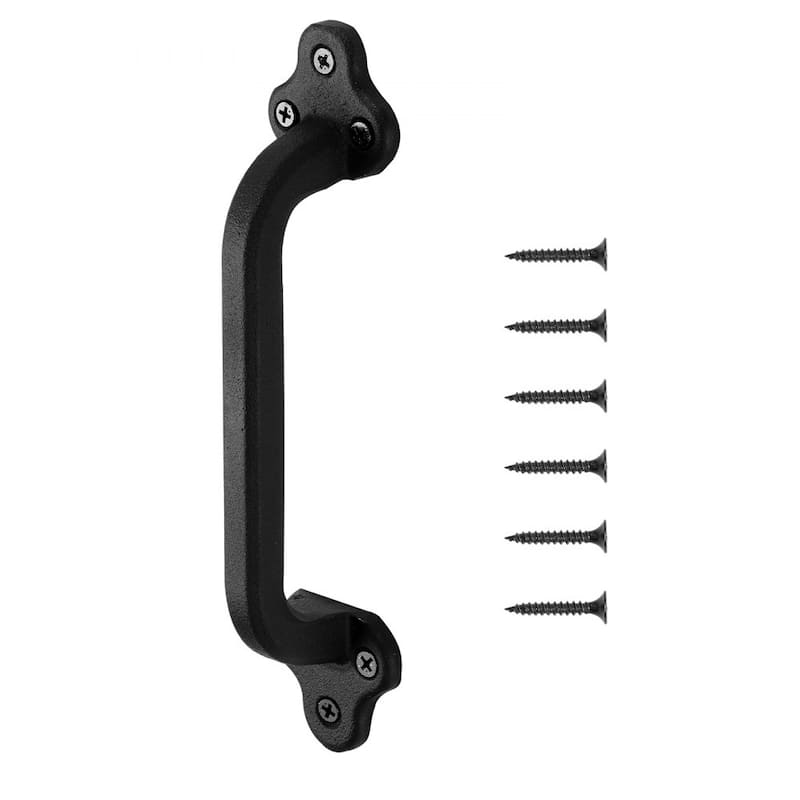 Black Carbon Steel Fence Barn Door Handles Rust-Resistant Grip