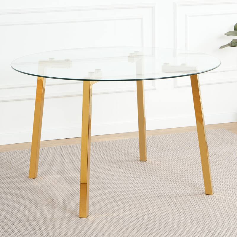 Modern Style Glass Circle Table, Elegant Transparent Design,Suitable For Restaurant Kitchens(Set of 7)