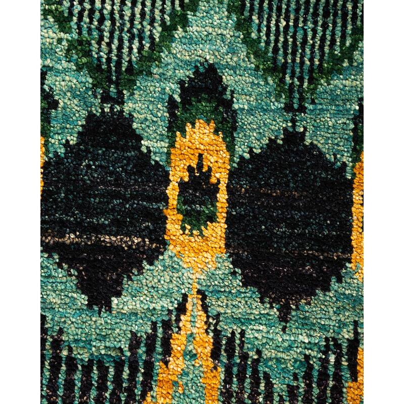 Overton Hand Knotted Wool Vintage Inspired Modern Contemporary Modern Black Area Rug - 5' 10" x 8' 10"