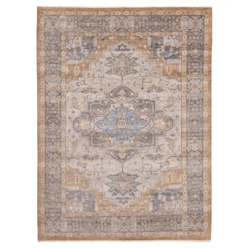 ECARPETGALLERY Hand-knotted Jules Sultane Light Grey Wool Rug - 9'1 x 11'11