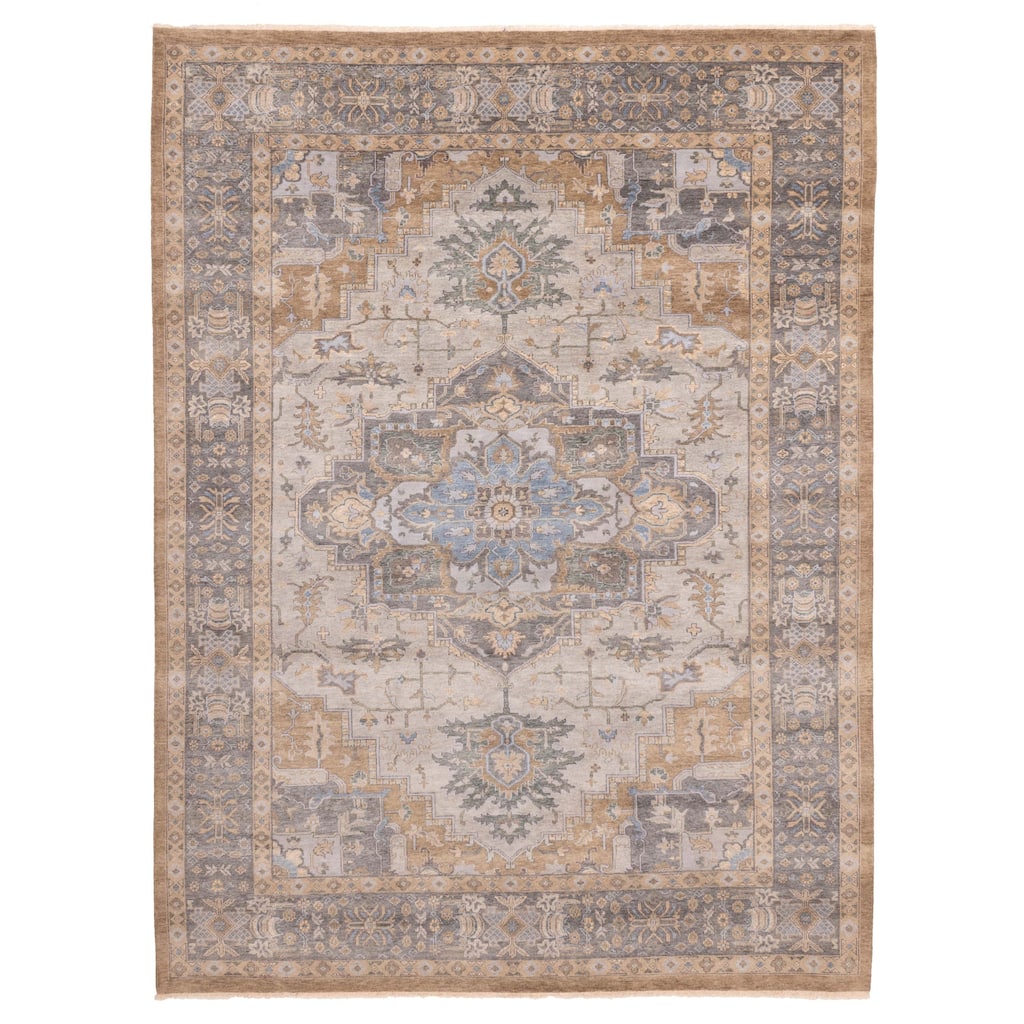ECARPETGALLERY Hand-knotted Jules Sultane Light Grey Wool Rug - 9'1 x 11'11