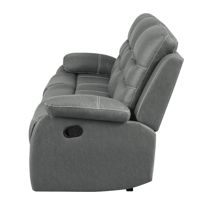 Kenneth Dark Grey Upholstered Motion Reclining Sofa