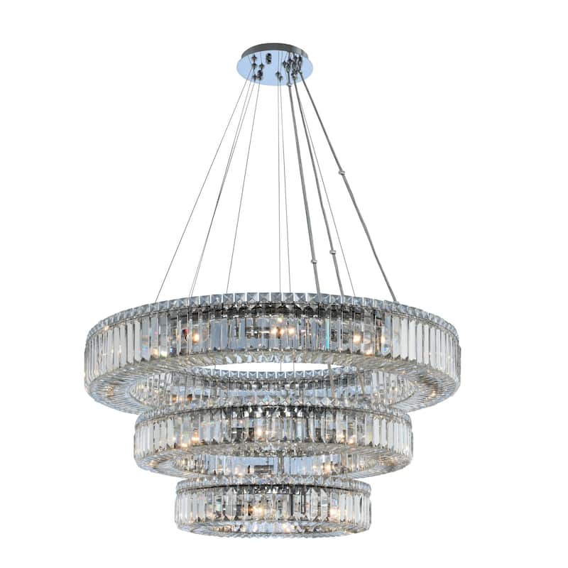 Allegri Rondelle 3 Light 36" Wide Ring Chandelier with Firenze Crystal - Chrome