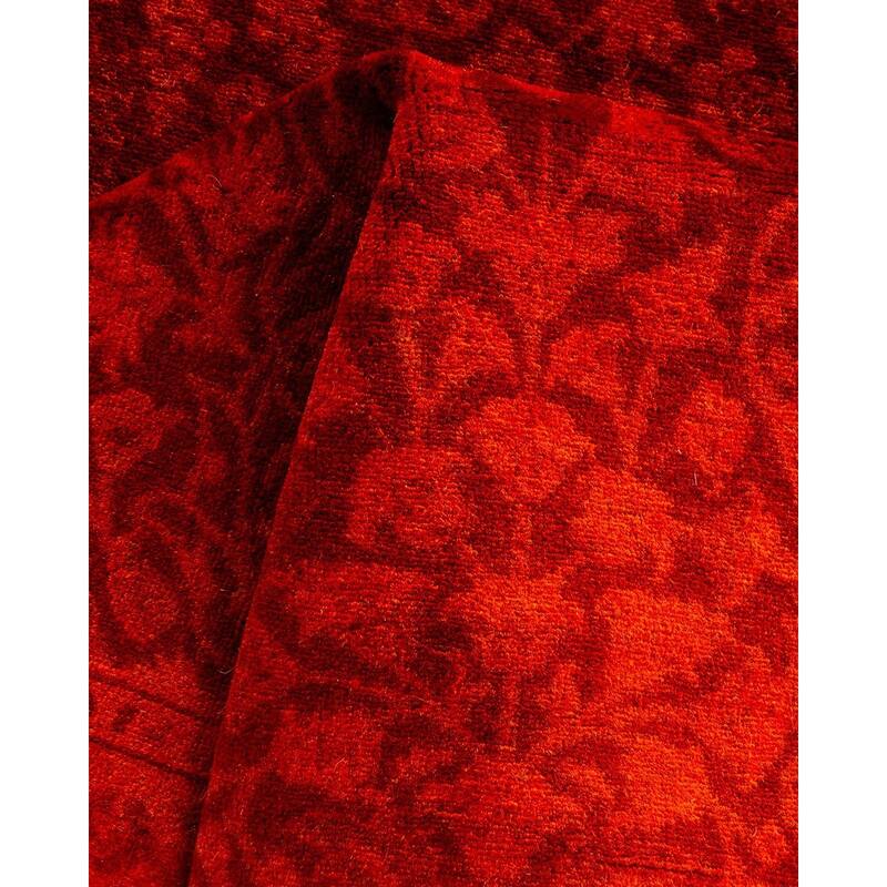 Overton Hand Knotted Wool Vintage Inspired Modern Contemporary Overdyed Orange Runner Rug - 2' 8" x 8' 3"