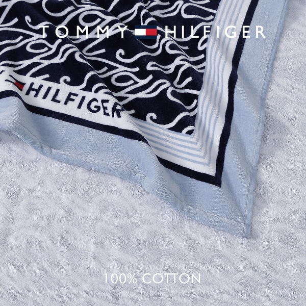 Tommy Hilfiger Printed Cotton Beach Towel - 36 x 68 - Bed Bath