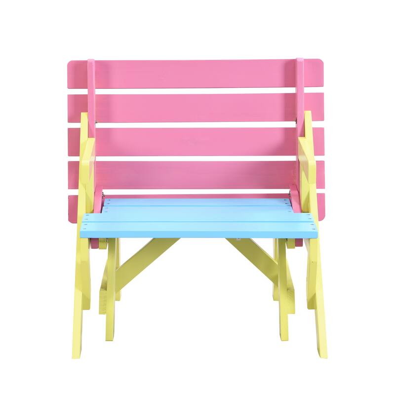 Anmytek Kids Picnic Table and Bench Set Solid Wood Outdoor Indoor Playroom Furniture